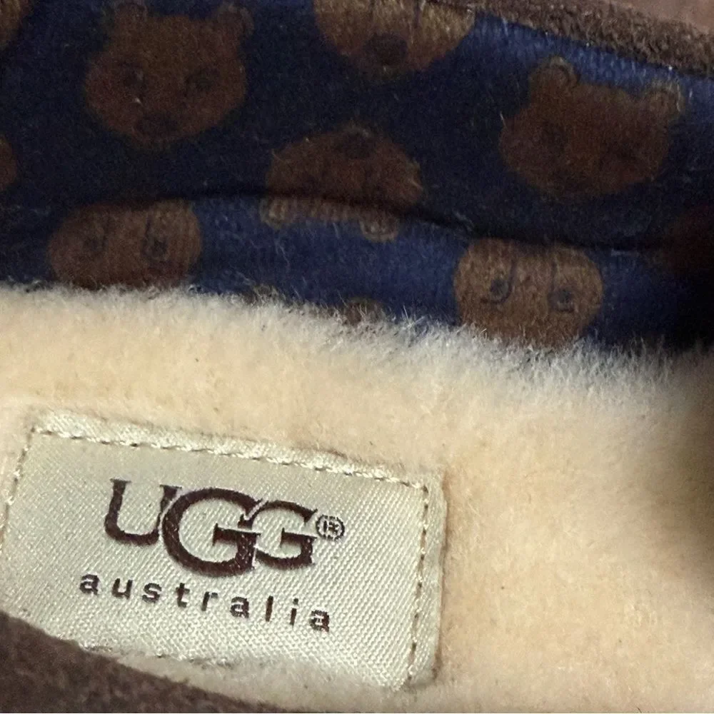UGG Kids Chocolate Slipon Moccasin Suede Loafers with Bow Brown Size 3